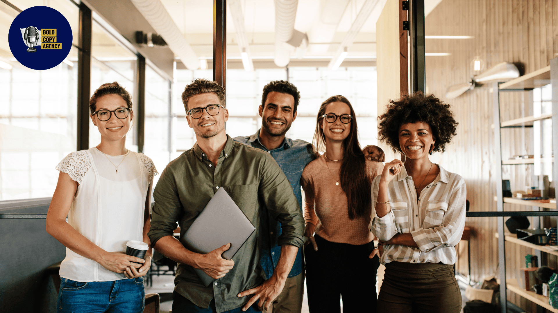 Collaborative small business team planning growth strategies with Bold Copy Agency, led by expert strategist Russell Otway.